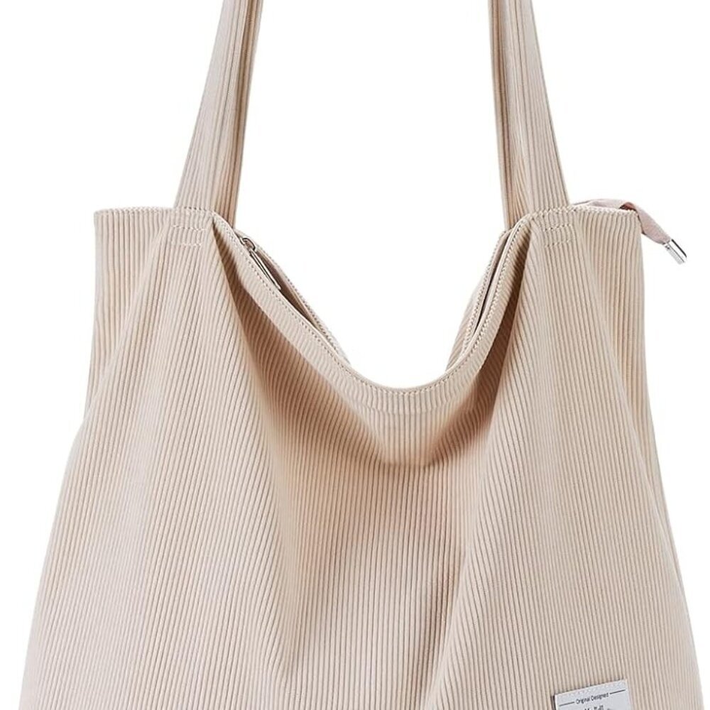 KALIDI Women Corduroy Tote Bag Zipper Casual Tote's Handbag Big Capacity Shoulde